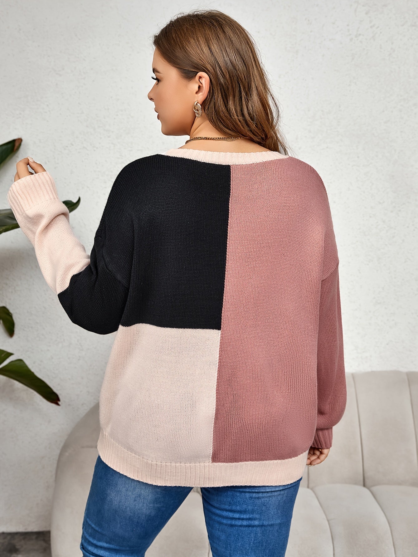 Colorblock Round Neck Sweater