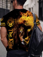 Lion 3D Print Men's Novelty Short Sleeve T-shirt Street Style Summer Clothing