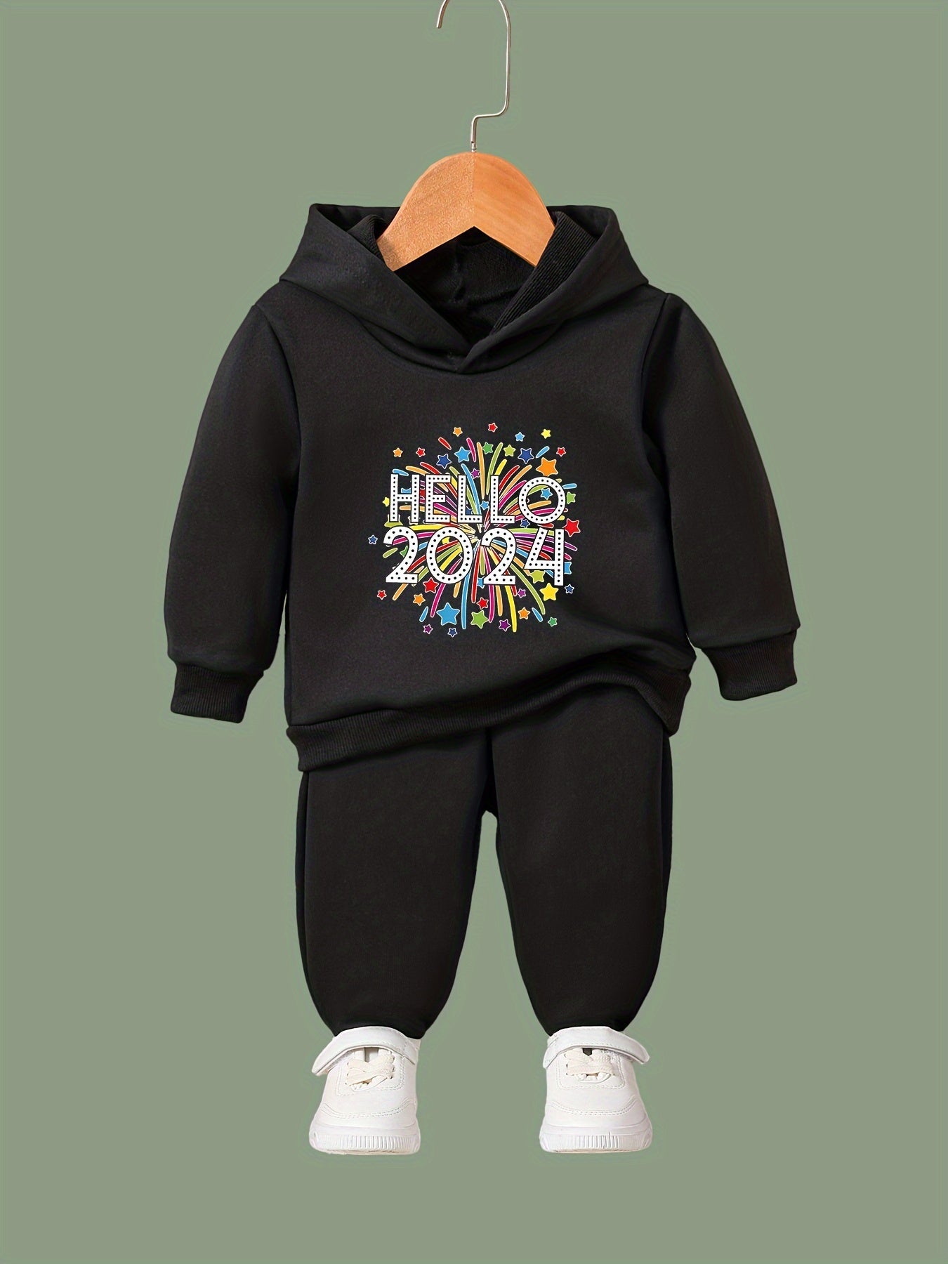 Kid's 2pcs Hello 51 41meter Print Outfit Girl's Sporty Clothes