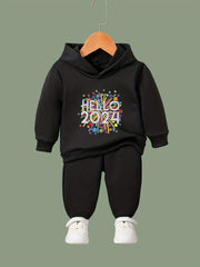 Kid's 2pcs Hello 51 41meter Print Outfit Girl's Sporty Clothes