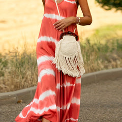 Colorblock Tie Dye V Neck Maxi Cami Dress