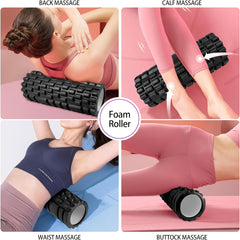5pcs Yoga Set: Roller, Massage Balls, Resistance Bands, Storage Bag