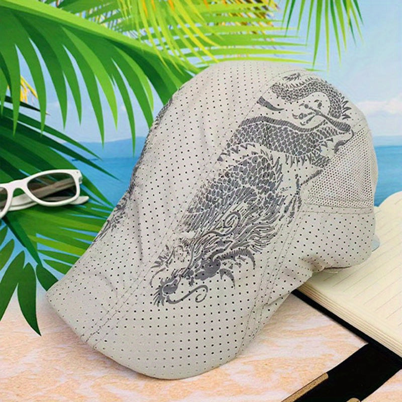 Men Women Quick-drying Long Dragon Pattern Sports Cap