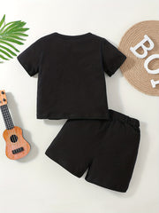 2pcs Baby Boys Casual Mama's Boy T shirt & Shorts Set Clothes