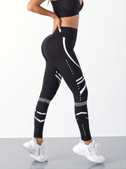Stripes High Waist Yoga Pants Tummy Control Hip Lifting Leggings