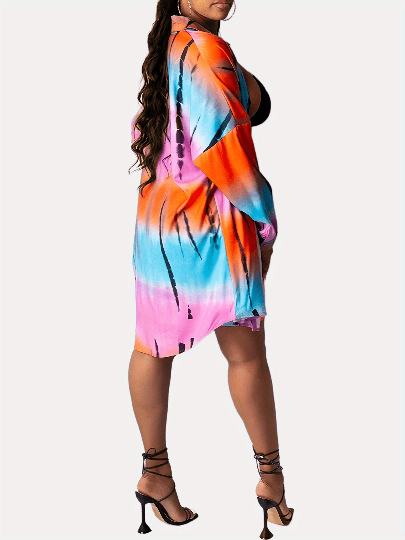Tie Dye Long Sleeve Button Up Casual Blouse