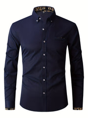 Men's Flower Binding Formal Button Up Shirt