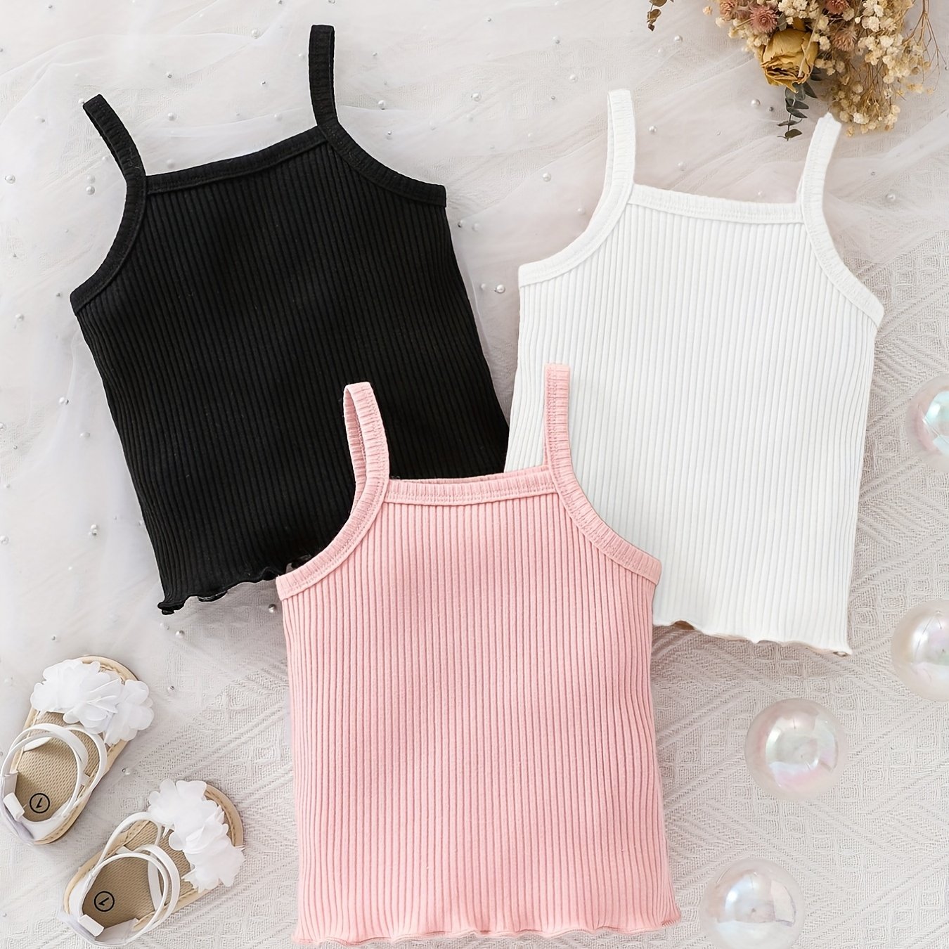 Toddler Girl's Sleeveless Ribbed T Shirt Tee Casual Blouse