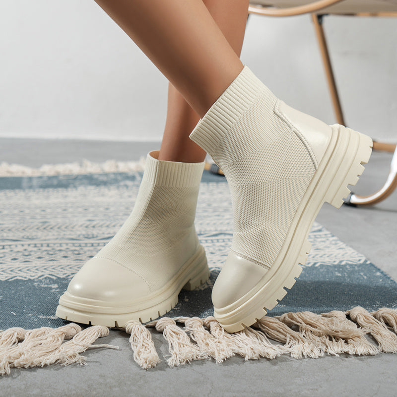 Women's Knit Platform Slip On Sock Boots