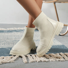 Women's Knit Platform Slip On Sock Boots