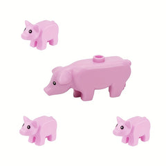 Farm Building Blocks Toy - Wild Boar Piglet Pasture Fence Assembly