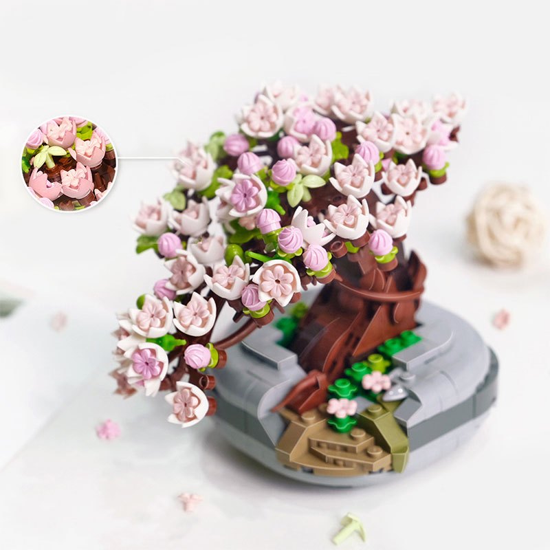 Succulent Sakura Potted Plant Building Blocks Set DIY Bonsai Bricks