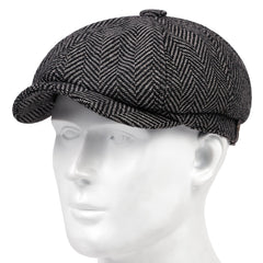 Men's Vintage Chunky Herringbone Knit Beret Hat