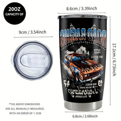 590ml Car Print Stainless Steel Water Cup Double Layer Leakproof