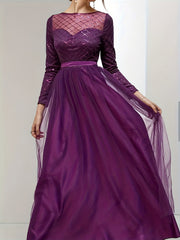 Women's Plus Glitter Sequin Long Sleeve Party Dress