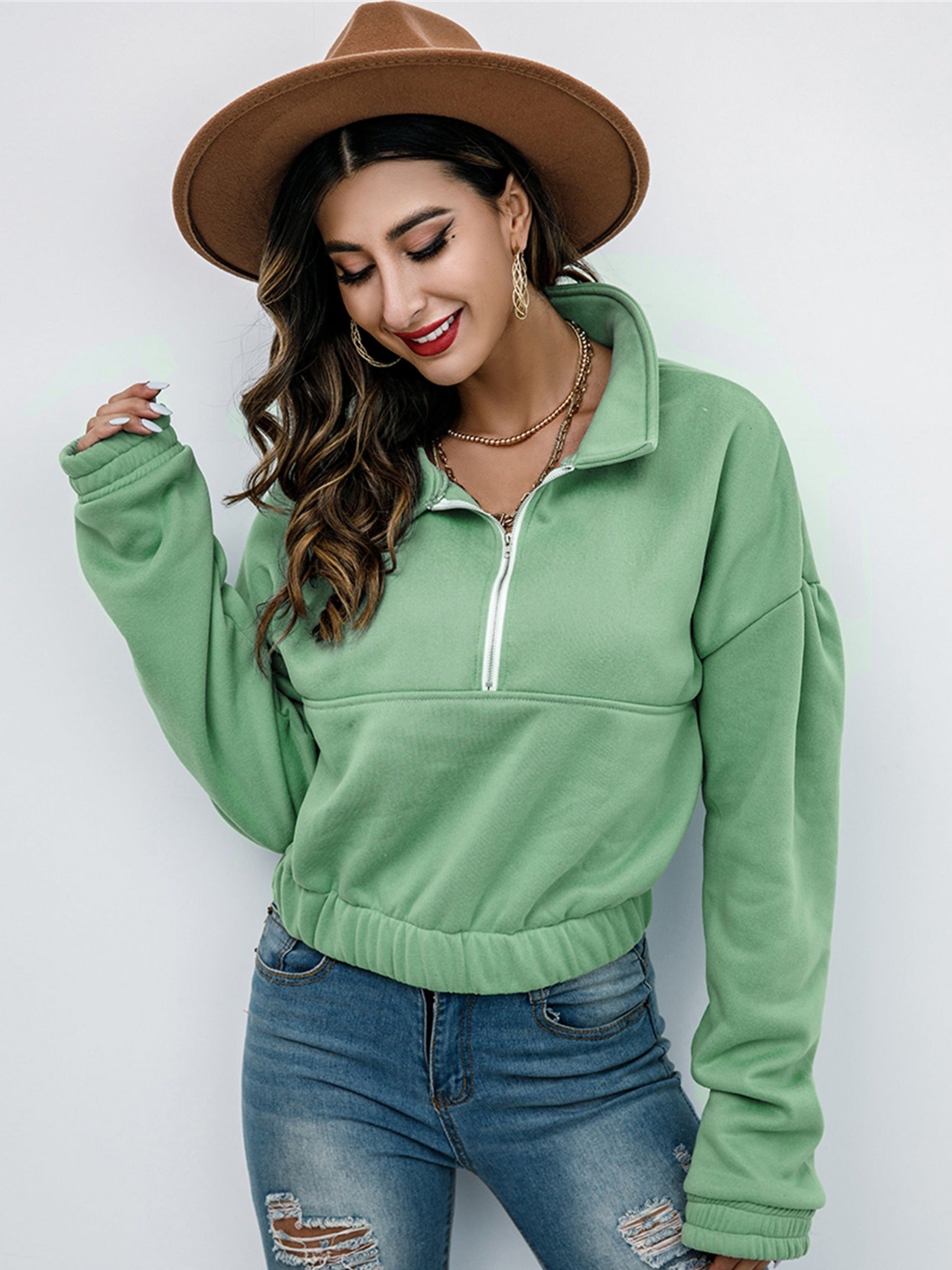 Women's Casual Lapel Pullover Sweatshirt