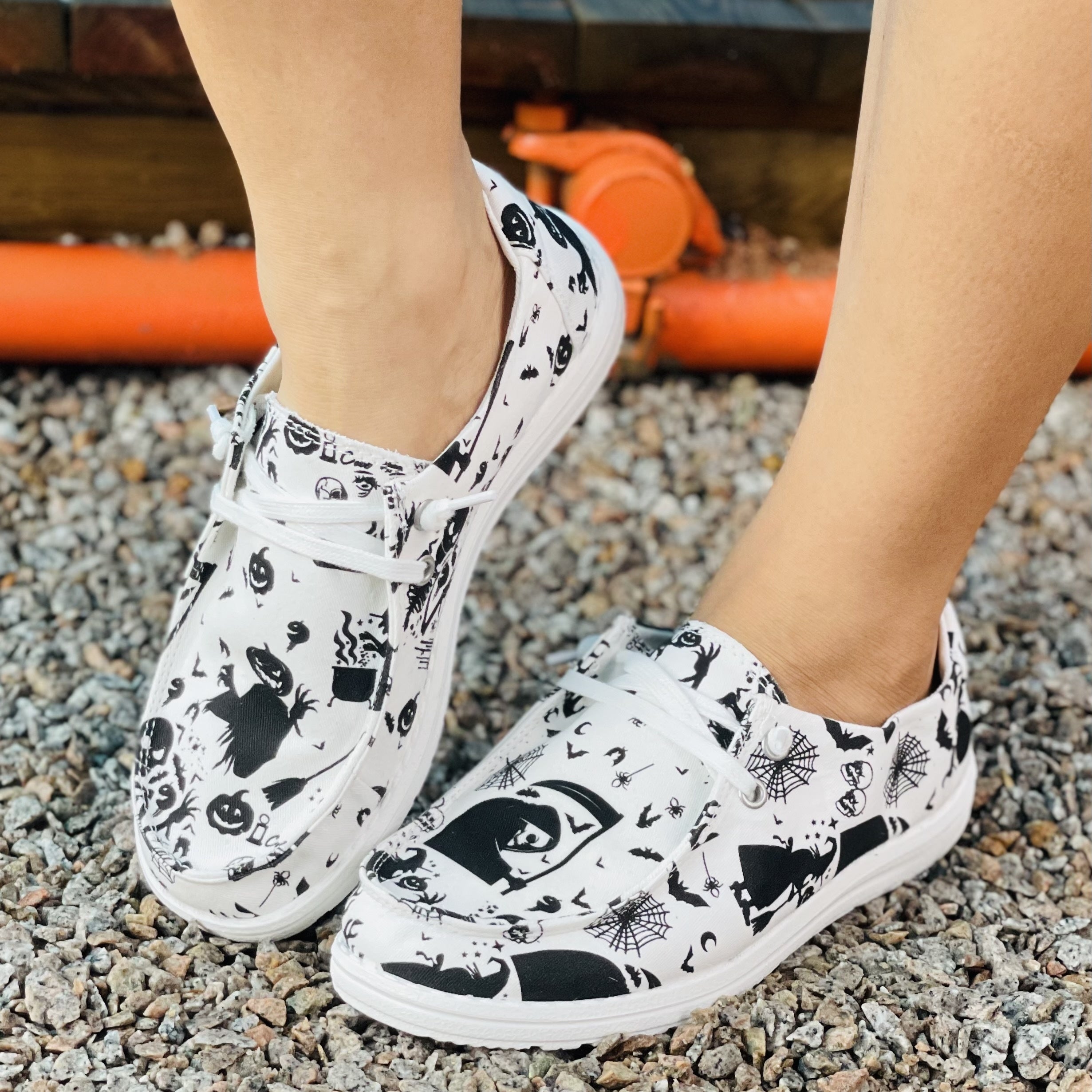 Women's Halloween Print Canvas Shoes Casual Lace Up Outdoor Shoes