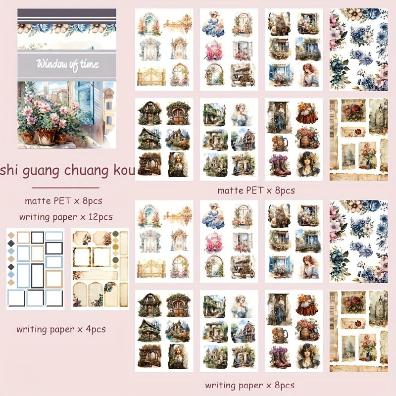 Vintage Character Architecture Sticker Book Large Size
