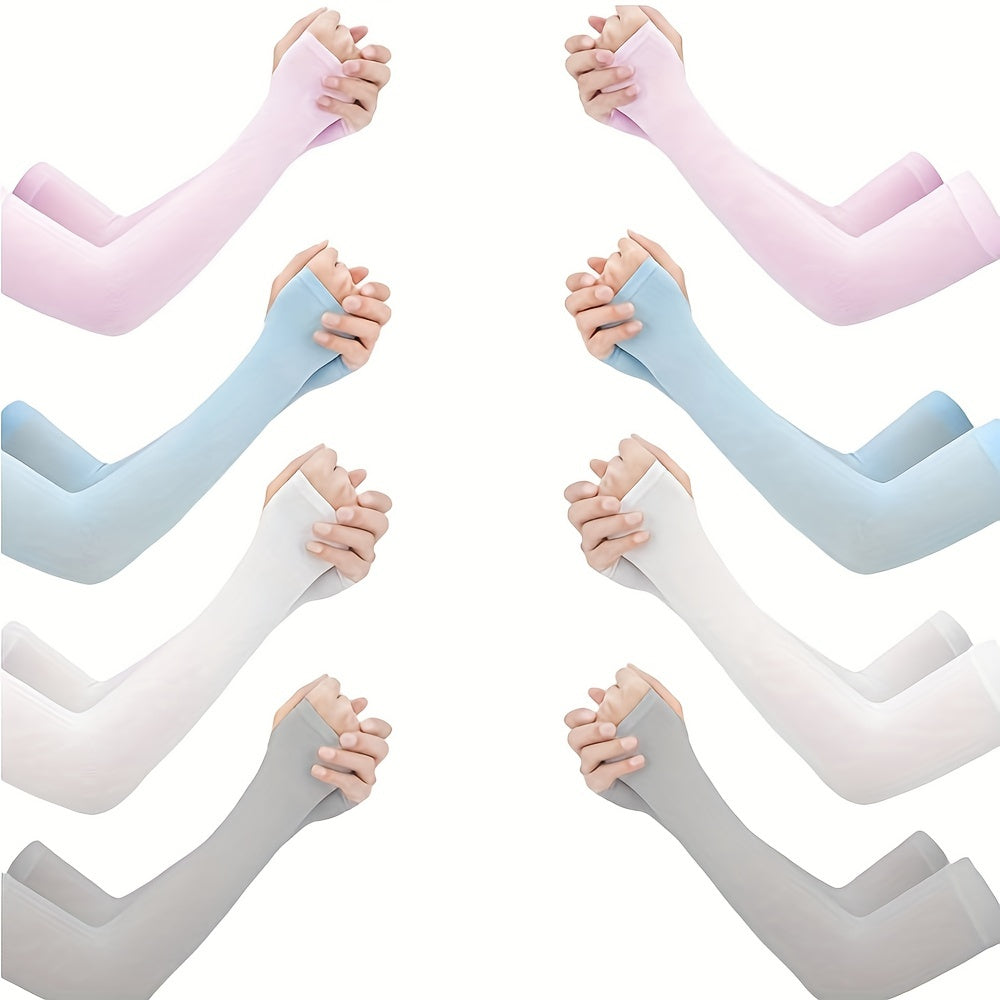 UV Protection Cooling Arm Sleeves w/ Thumb Hole for Running Cycling Biking