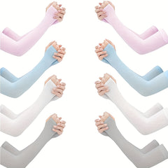 UV Protection Cooling Arm Sleeves w/ Thumb Hole for Running Cycling Biking