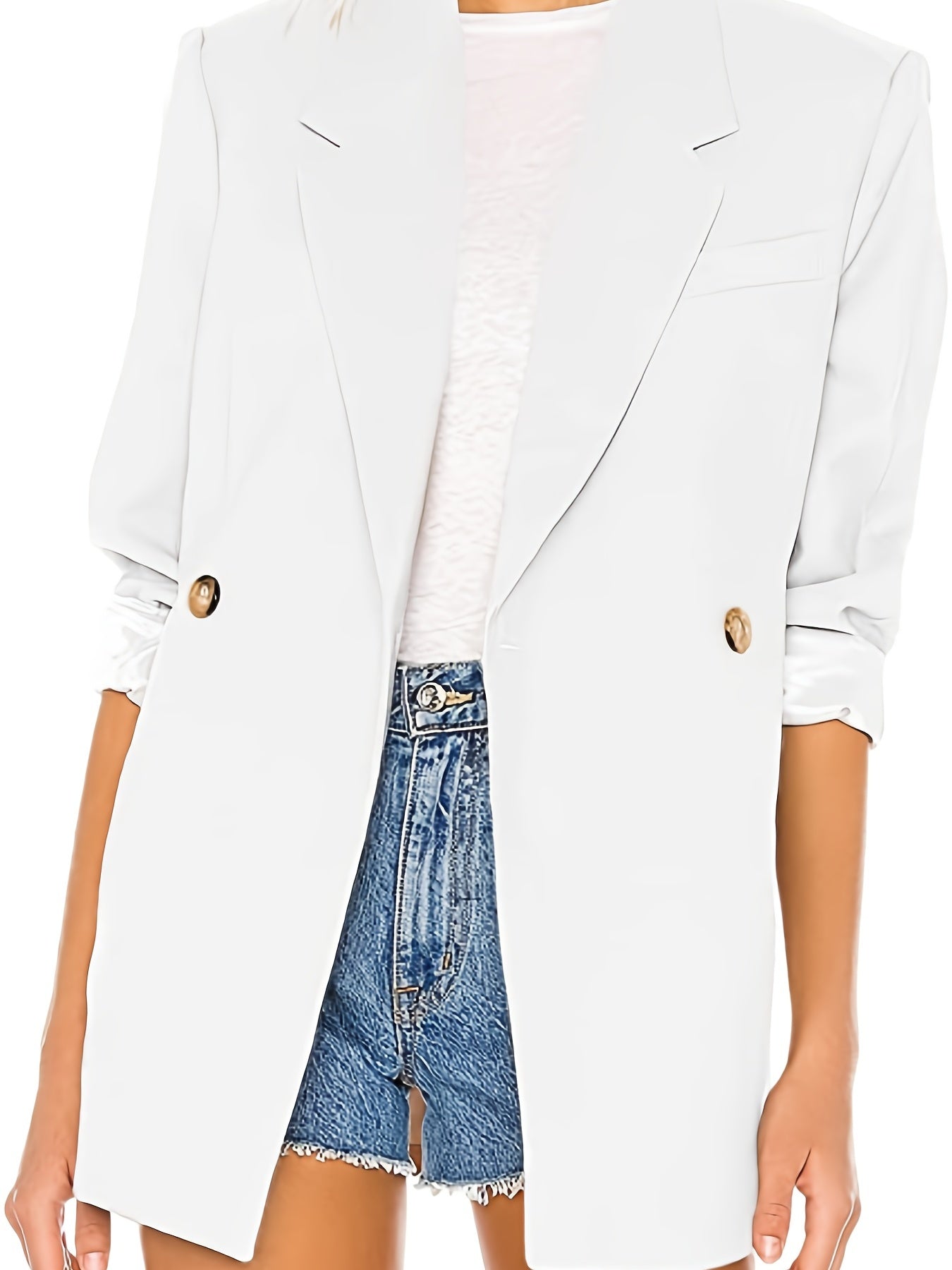 Button Front Blazer Casual Long Sleeve Work Office Women's Clothing