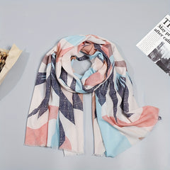 Boho Geometric Print Scarf Hijab Vintage Block Shawl Casual Head Wrap