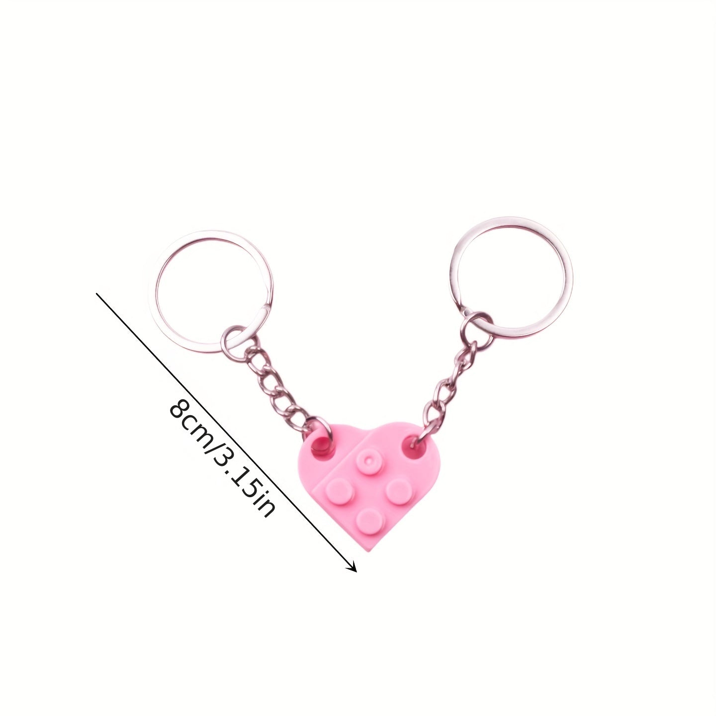 Heart Shape Building Block Keychain Couple Friendship Family Gift