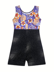 Girls Sleeveless Gymnastics Suit Compression Bodysuit