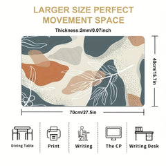 Leaf Abstract Lines Tropical Leaves Large Mouse Pad Non-slip Washable