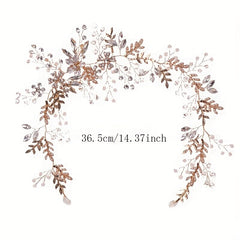Leaf Shape Faux Pearl Head Piece Ribbon Bridal Hair Accessory