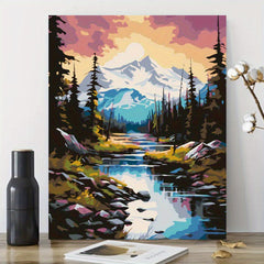 2pcs Snow Mountain Landscape Painting DIY Acrylic By Number 40x50 Unframed