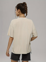 Letter Print Crew Neck Short Sleeve Women's Sports Tee