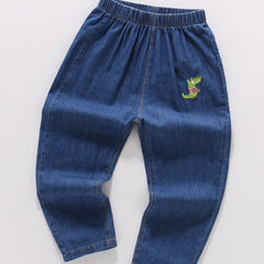 Boys Dino Embroidered Jeans Pants Spring Summer Autumn Kids Clothes