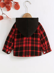 Baby Boy's Cotton Hooded Jacket Button Up Stretchy Coat