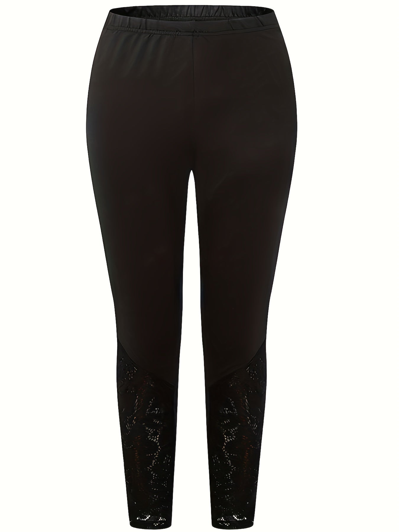 Lace Stitching Skinny Leggings - Women's Sporty Clothing