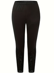 Lace Stitching Skinny Leggings - Women's Sporty Clothing