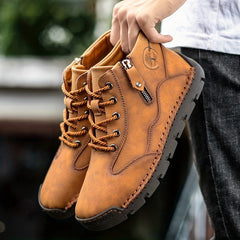 Men's Lace-up Ankle Boots with Side Zipper
