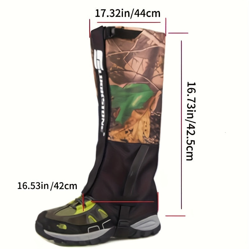 1Pair Waterproof Leg Gaiters for Outdoor Skiing & Hiking