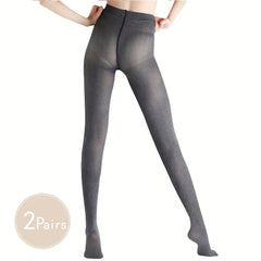 2 Pack Solid Slim High Waist Pantyhose Elastic Stockings