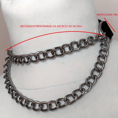 Sexy Punk Metal Chain Stitching Choker with Leather Collar