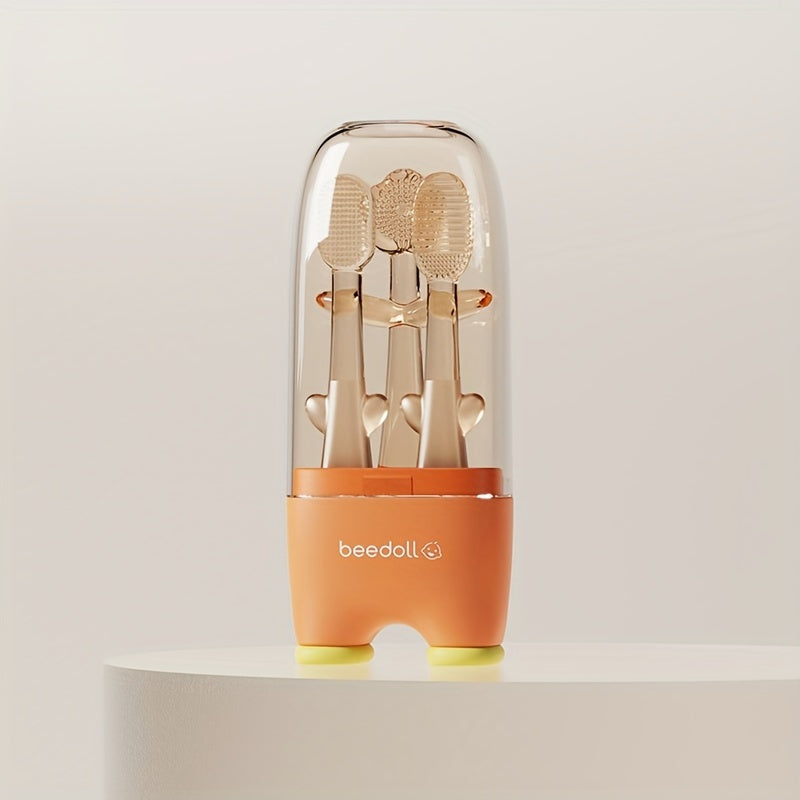 4pcs Infant & Toddler Toothbrush Set Soft Silicone Oral & Tongue Cleaners