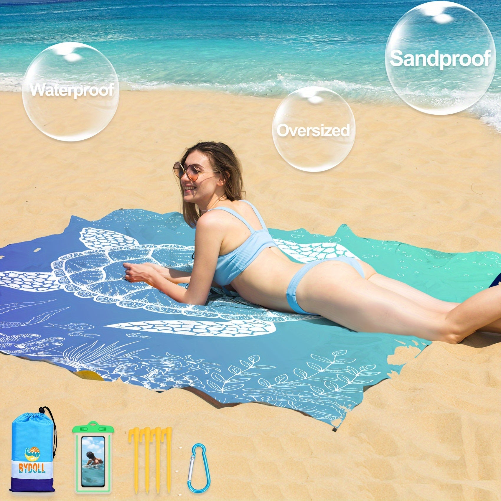 Waterproof Sandproof Beach Blanket Lightweight Durable Mat