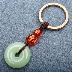 Vintage Jade Keychain Lucky Pendant for Keys Purse Car