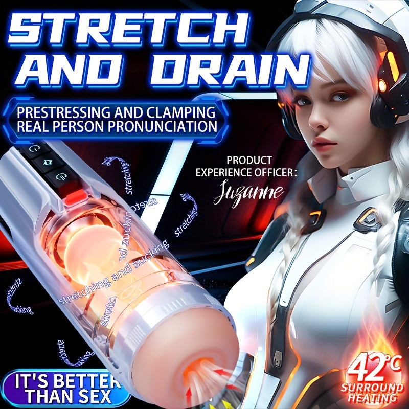 Telescopic Masturbation Cup for Men, Warming Adult Male Masturbator Sex Toy