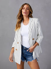 Stripe Print Long Sleeve Blazer