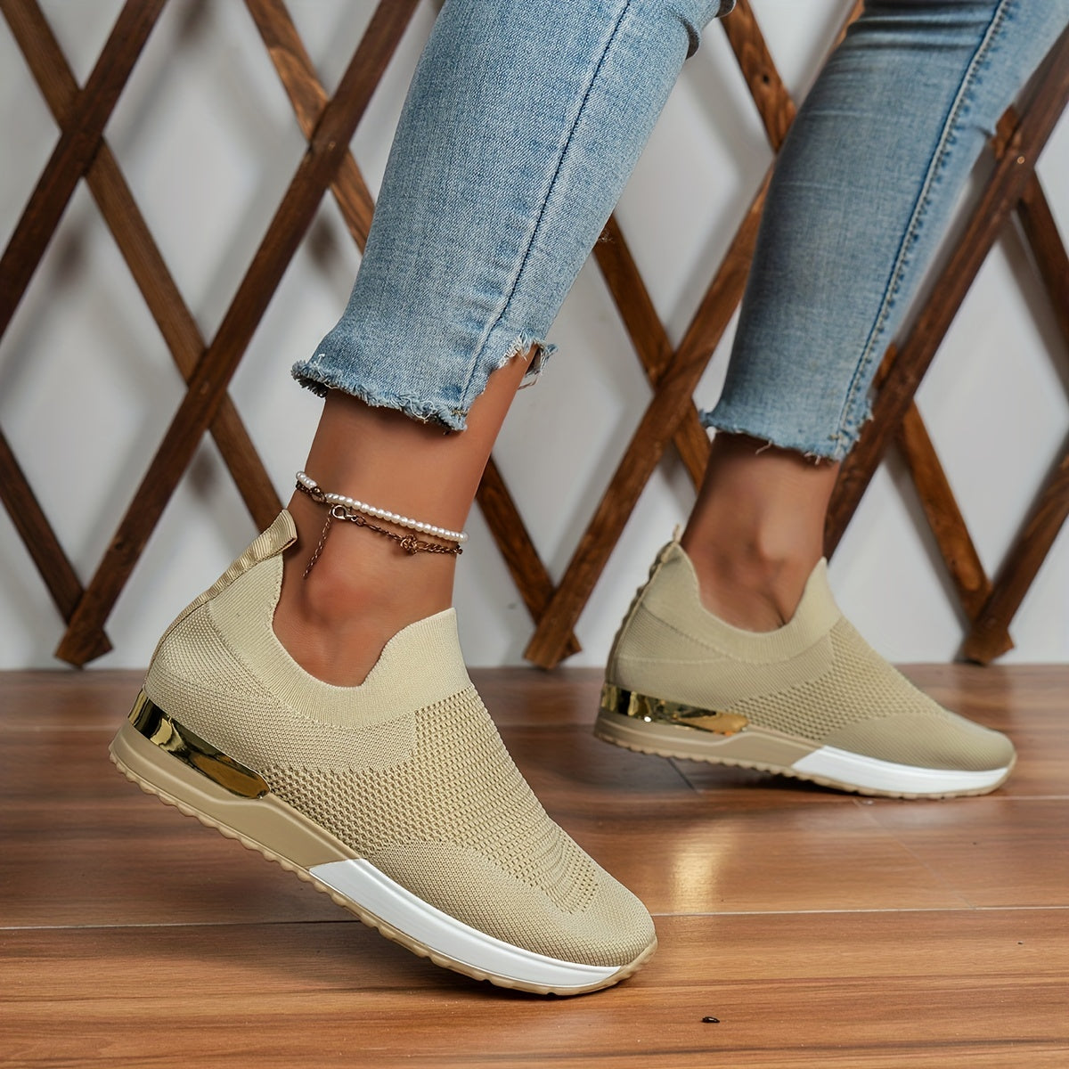Women's Knitted Sock Shoes Low Top Slip On Walking Shoes