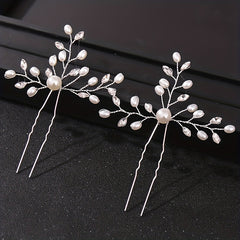Crystal Faux Pearl Rhinestone U Hairpin Wedding Bridal Accessories