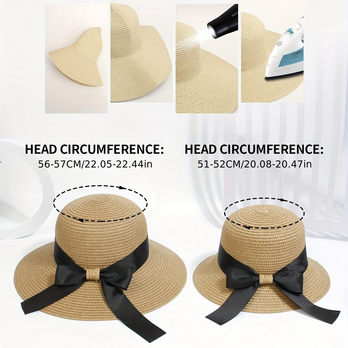 Kids Straw Hat Set with Bow Tie - Parent Child Beach Hat