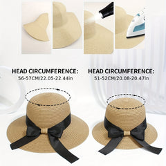 Kids Straw Hat Set with Bow Tie - Parent Child Beach Hat