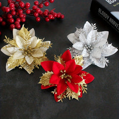 3pcs Sparkling Christmas Flowers DIY Tree Decoration & Wreath Garland